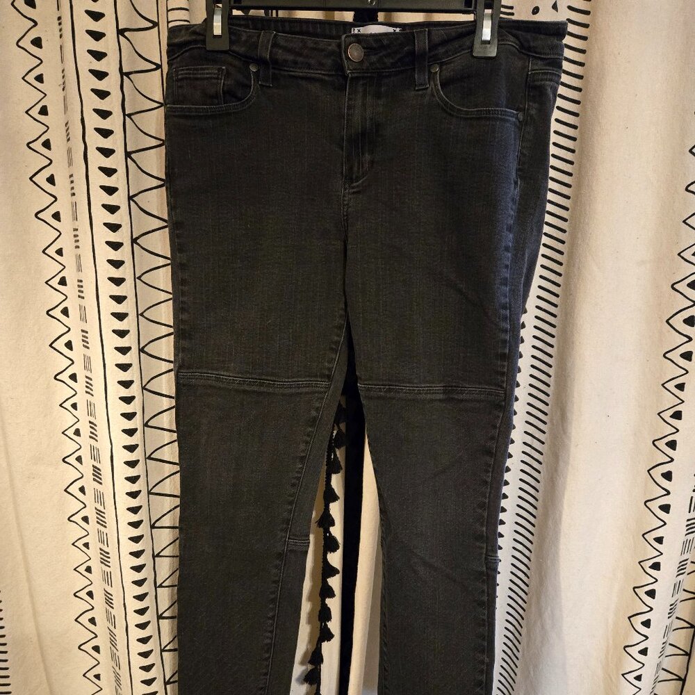 Paige Steele Pinstripe Skinny Jeans - Faded Black Striped